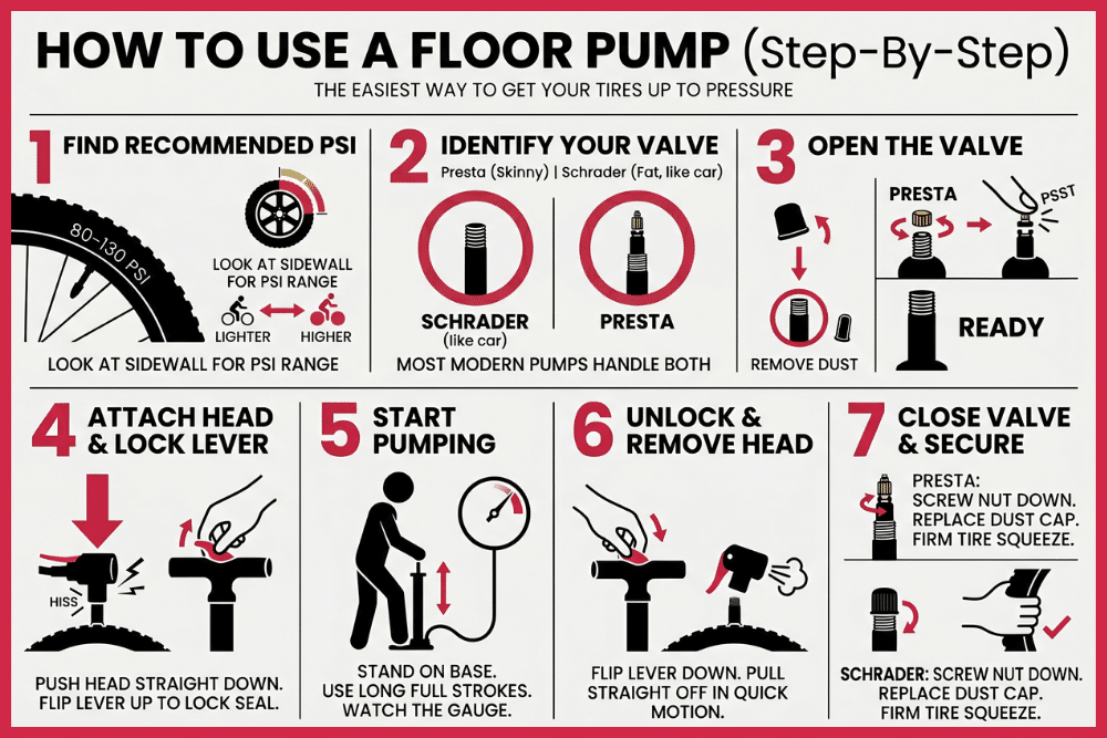 How to Use a Floor Pump (Step-By-Step)