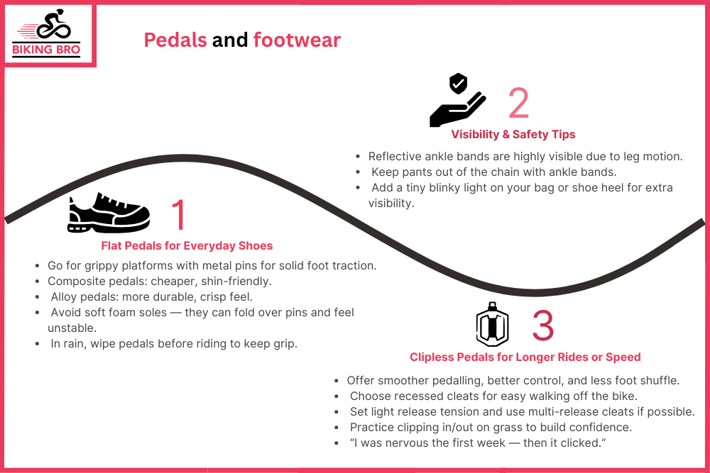 Pedals and footwear