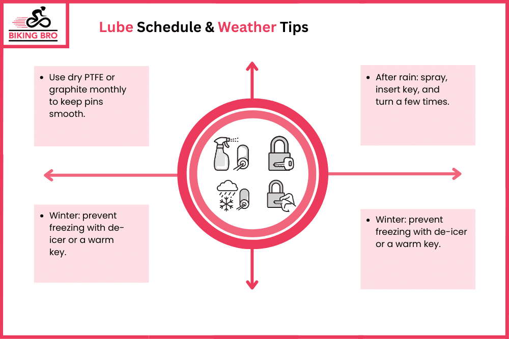 Lube schedule for locks and weather tips