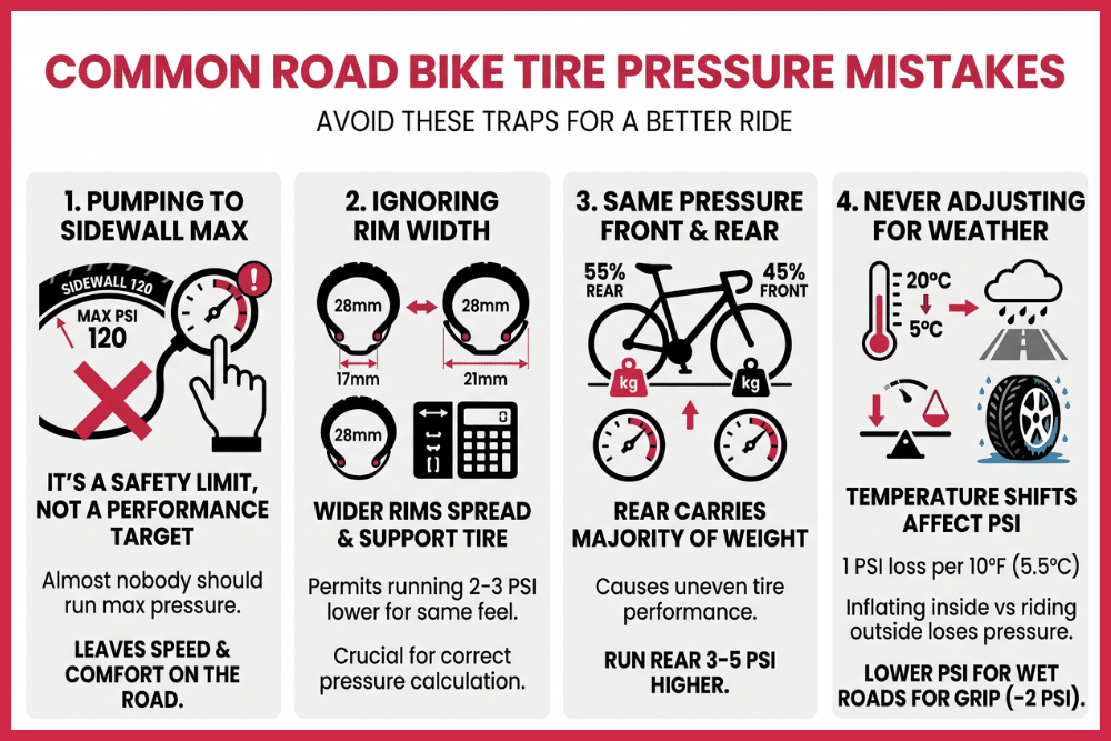 Common Road Bike Tire Pressure Mistakes