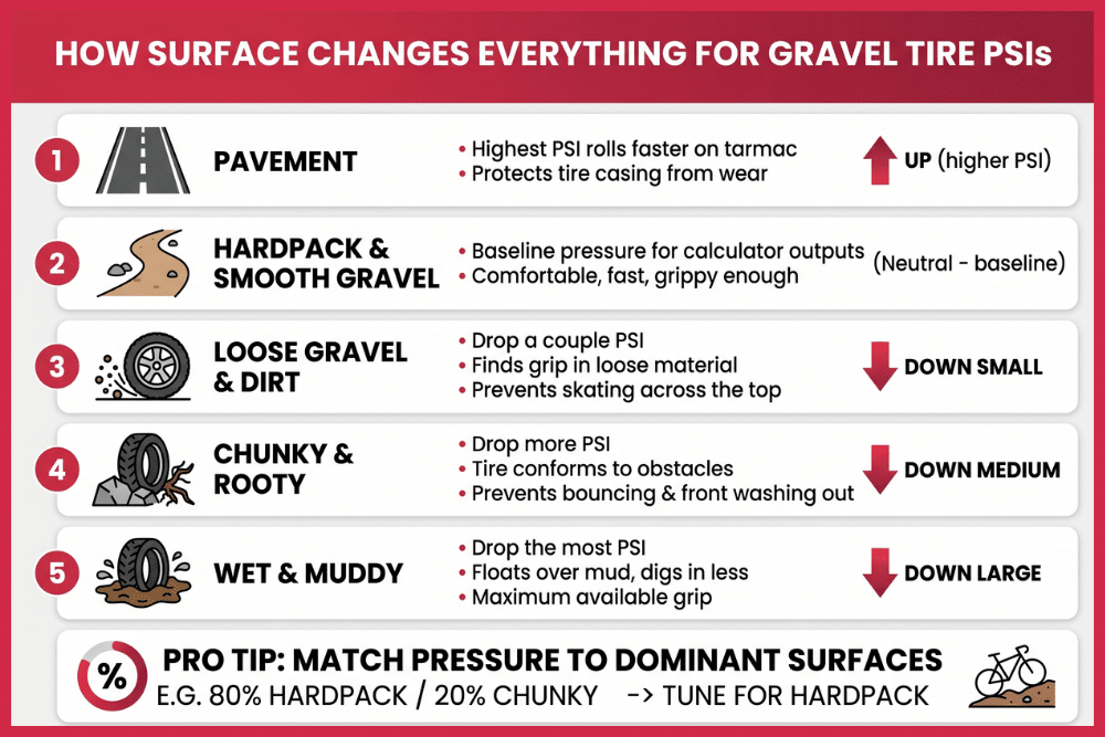 How Surface Changes Everything for Gravel Tire PSIs