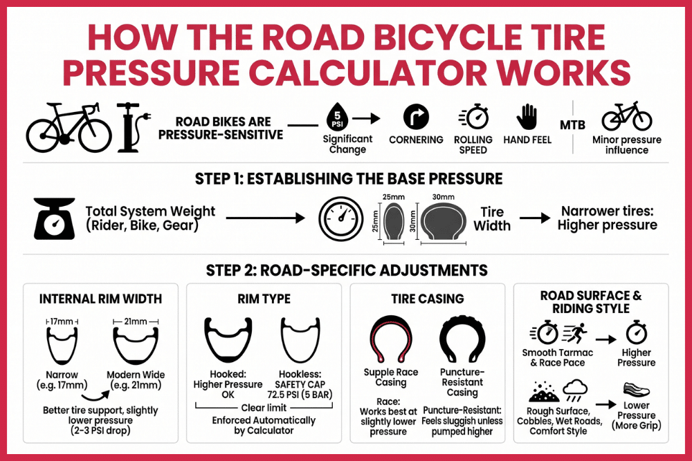 How This Road Bicycle Tire Pressure Calculator Works