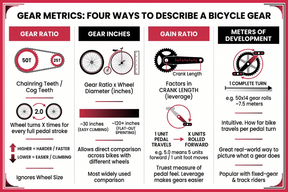 Gear Ratio vs Gear Inches vs Gain Ratio vs Development