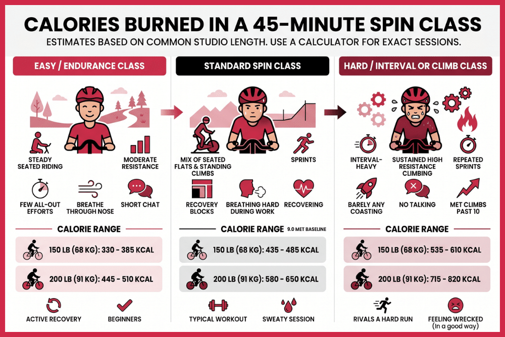 Spin Class Calories by Intensity and Weight